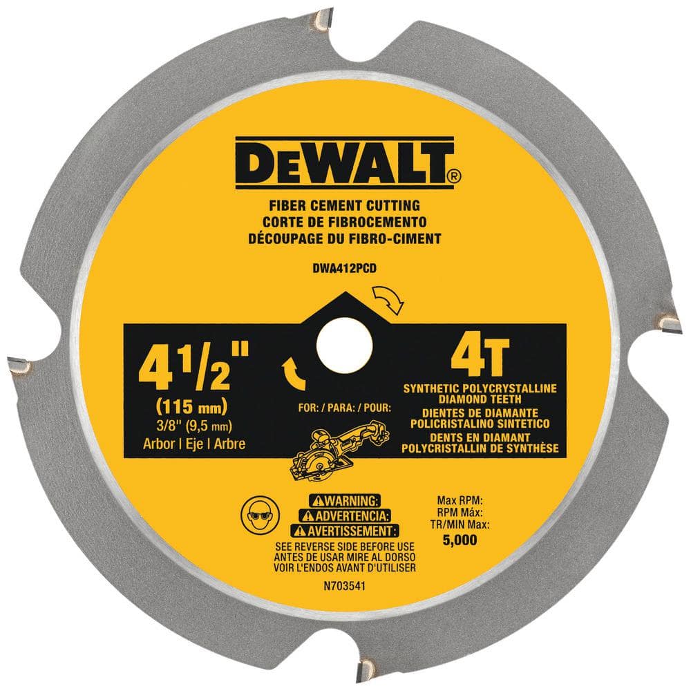 DEWALT ATOMIC 4-1/2 in. 4-Tooth Fiber Cement Cutting Circular Saw Blade (DWA412PCD)