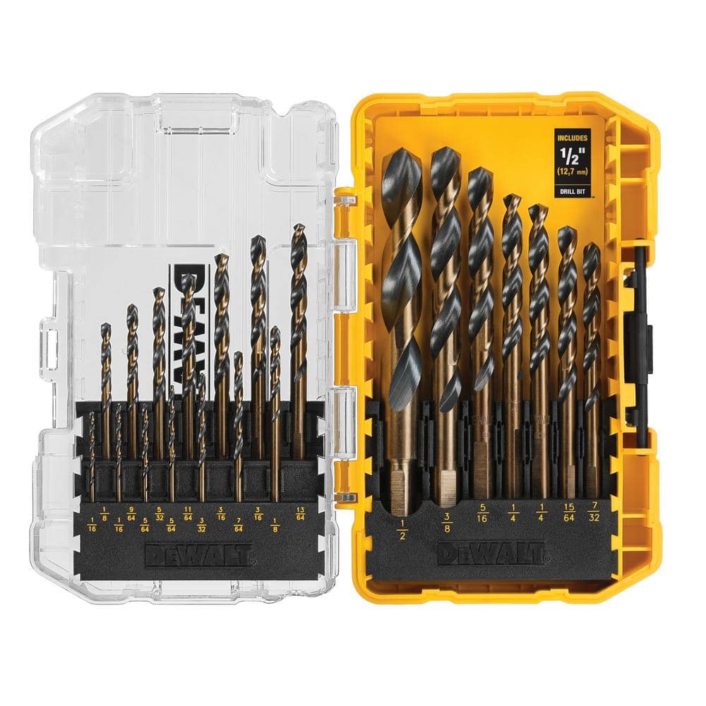 DEWALT Black and Gold Drill Bit Set, Twist, High Speed Steel, 21-Piece (Includes 1/2 in Bit)