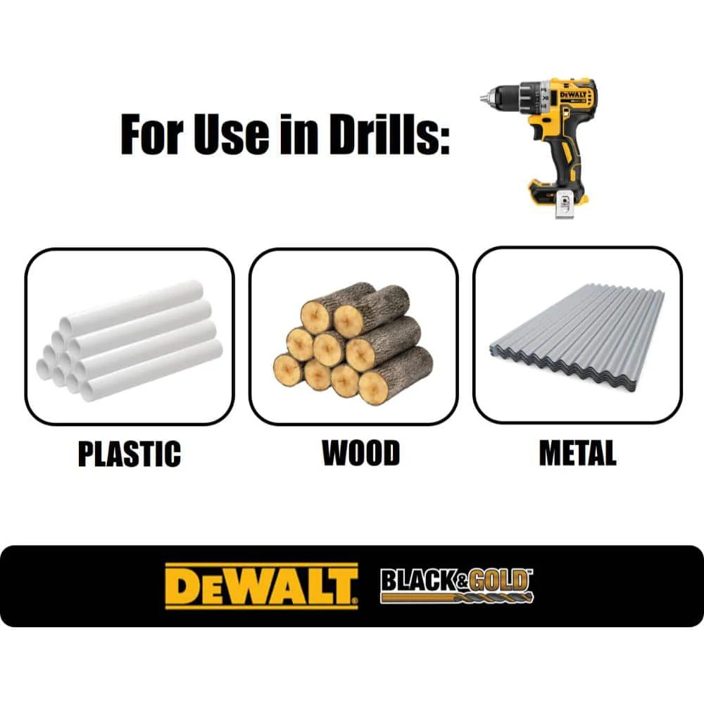 DEWALT Black and Gold Twist Drill Bit, 3/8 in. x 12 in. - Image 2
