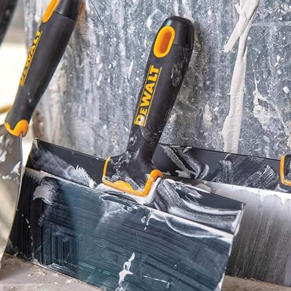 DEWALT Blue Steel Taping Knife and 14 in. Mud Pan Set with Soft-Grip Handles, 6/8/10/12 in. Knives - Image 3