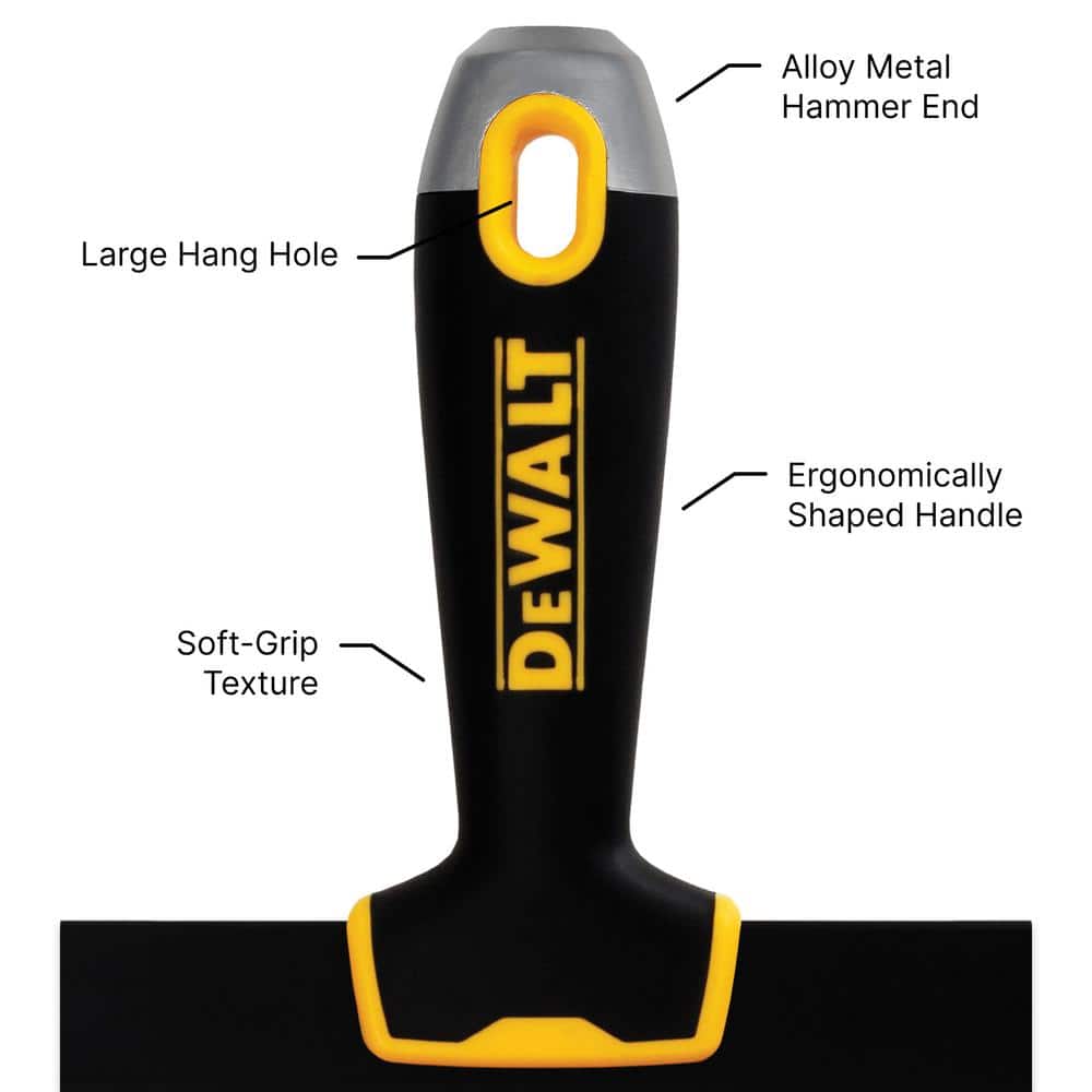 DEWALT Blue Steel Taping Knife and 14 in. Mud Pan Set with Soft-Grip Handles, 6/8/10/12 in. Knives - Image 5