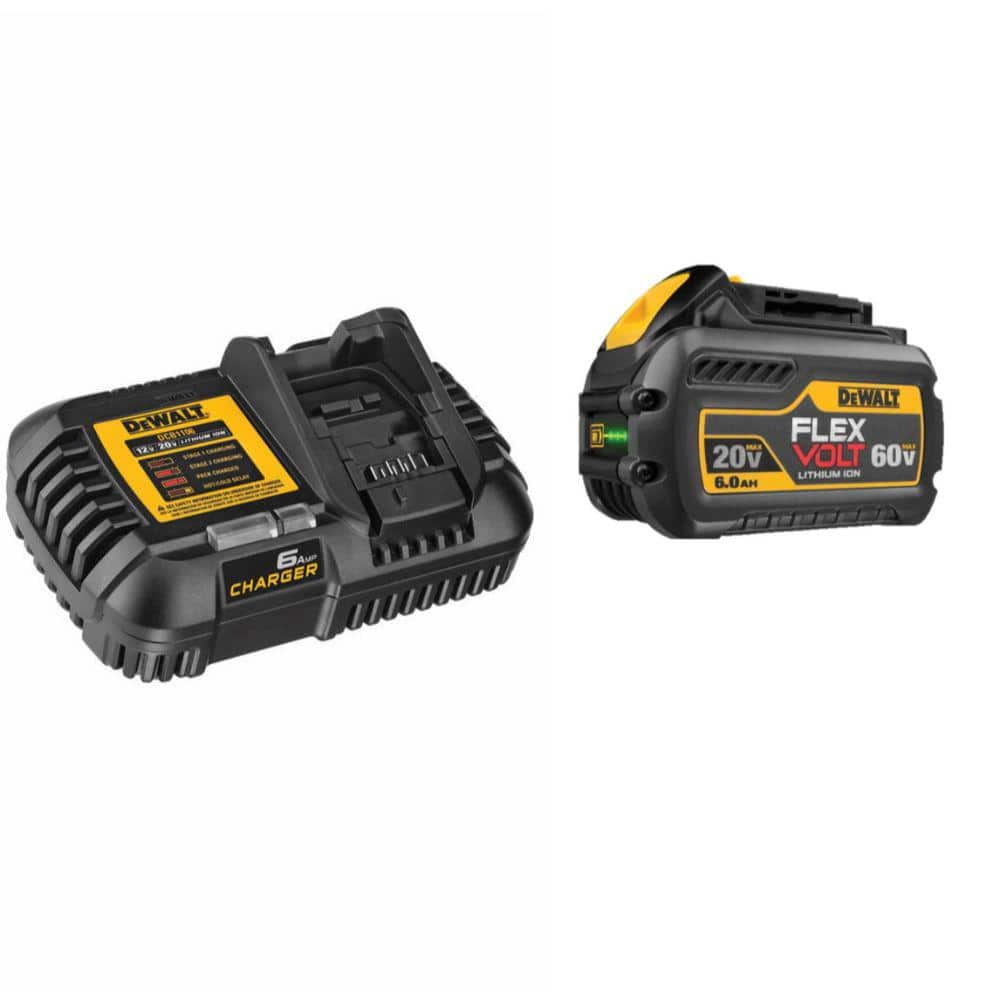 DEWALT FLEXVOLT 20V/60V MAX Lithium‑Ion 6.0Ah Battery Pack with 6-Amp Output Charger (DCB606C)