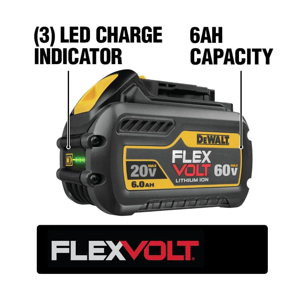 DEWALT FLEXVOLT 20V/60V MAX Lithium‑Ion 6.0Ah Battery Pack with 6-Amp Output Charger (DCB606C) - Image 2