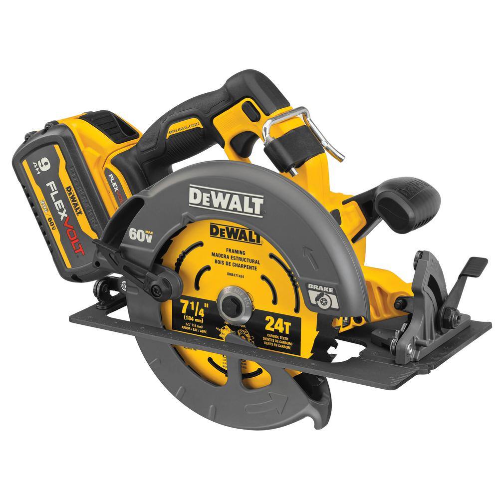 DEWALT FLEXVOLT 60V MAX Brushless 7-1/4 in. Circular Saw with (2) Batteries and Bonus 20V MAX XR 1/2 in. Hammer Drill, Combo Kit DCK293D1X1 - Image 2