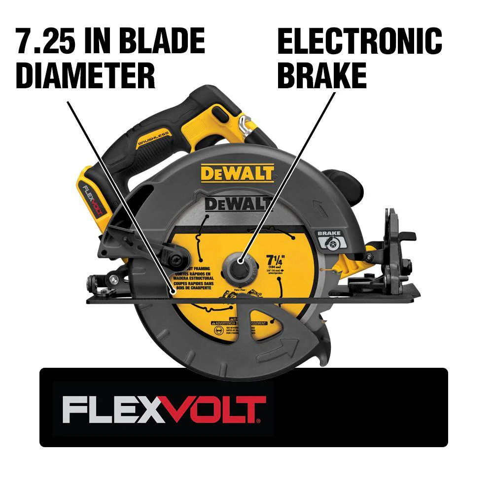 DEWALT FLEXVOLT 60V MAX Brushless 7-1/4 in. Cordless Circular Saw Kit with 2Ah Battery, 1-Hour Fast Charger and Case - Image 3