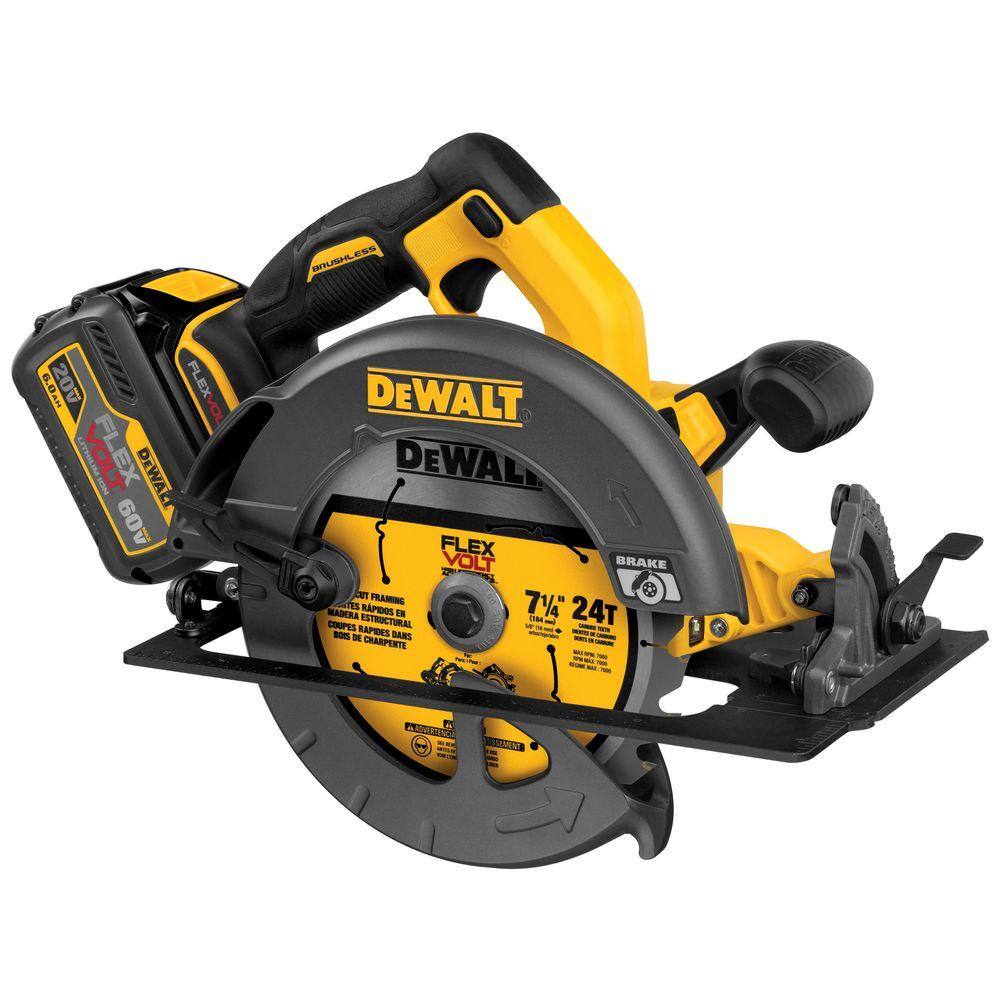 DEWALT FLEXVOLT 60V MAX Brushless 7-1/4 in. Cordless Circular Saw Kit with 2Ah Battery, 1-Hour Fast Charger and Case - Image 5