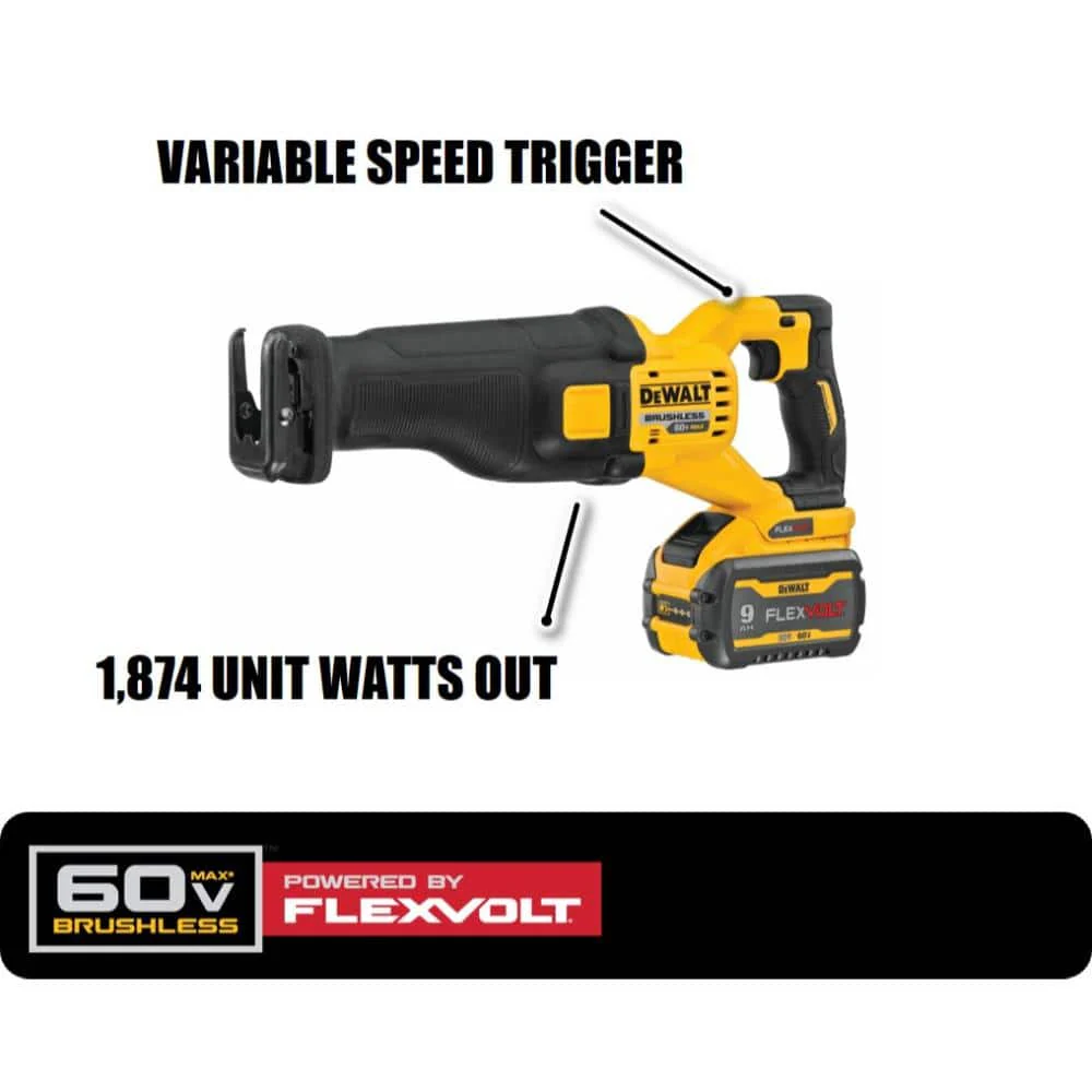 DEWALT FLEXVOLT 60V MAX Cordless Brushless Reciprocating Saw and 20V 6-1/2 in. Circular Saw Kit - Image 2