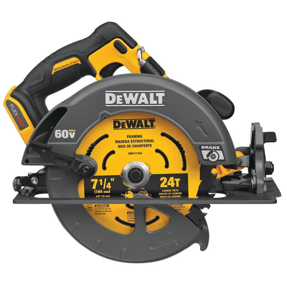 DEWALT FLEXVOLT 60V MAX Lithium-Ion Cordless Brushless 7-1/4 in. Circular Saw Kit with (2) Batteries & Charger, Bonus 60V Reciprocating Saw - Image 6
