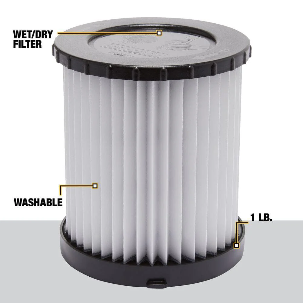 DEWALT HEPA Replacement Filter for DC500 Wet/Dry Vacuum, Washable Cartridge