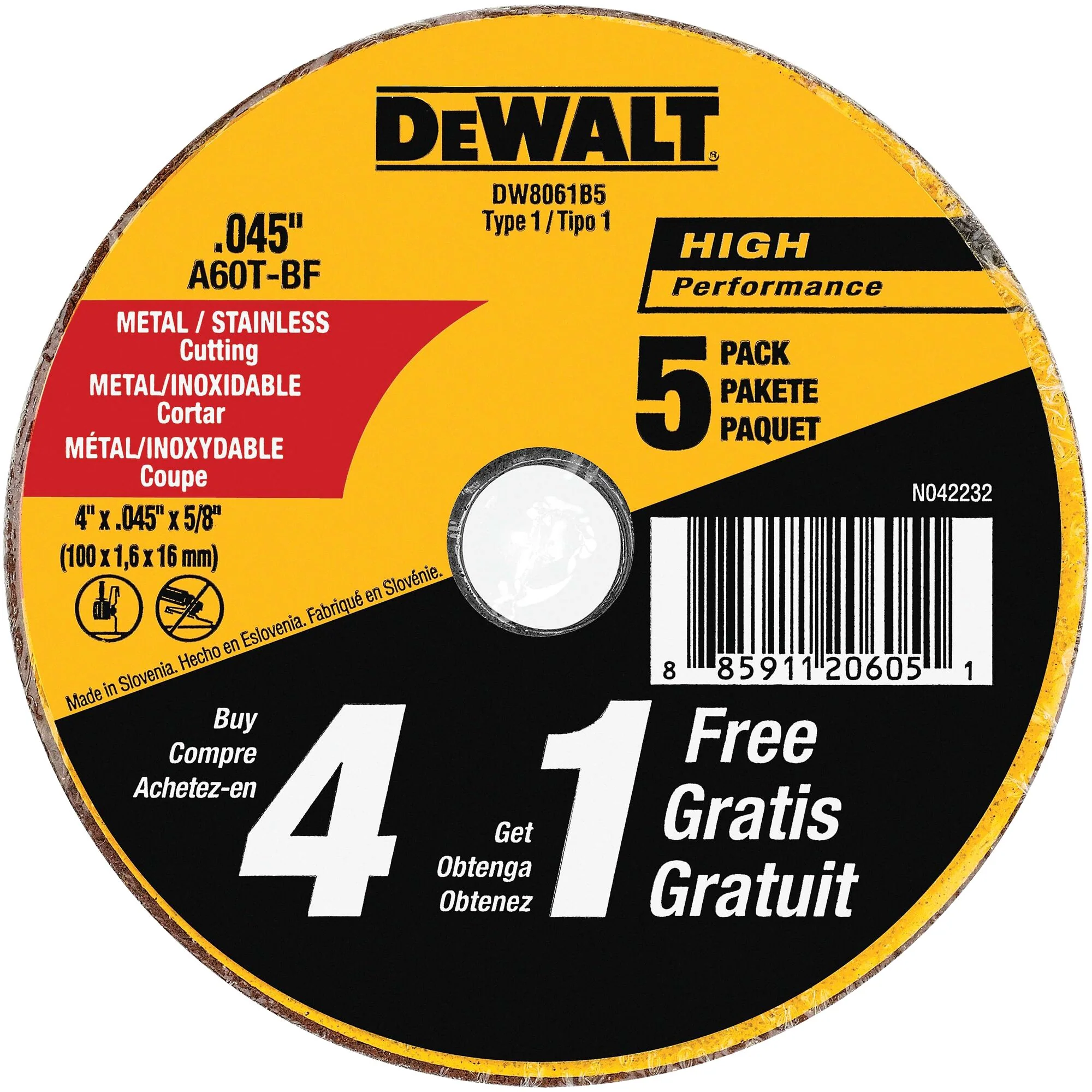 DEWALT HP High Performance Aluminum Oxide 4-in 60-Grit Grinding Wheel, Type 1, 5/8-in Arbor - Image 6