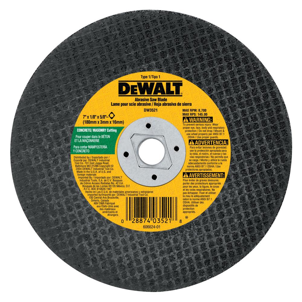DEWALT Silicon Carbide 7-in Cutting/Grinding Wheel, Type 27, 5/8-in Arbor