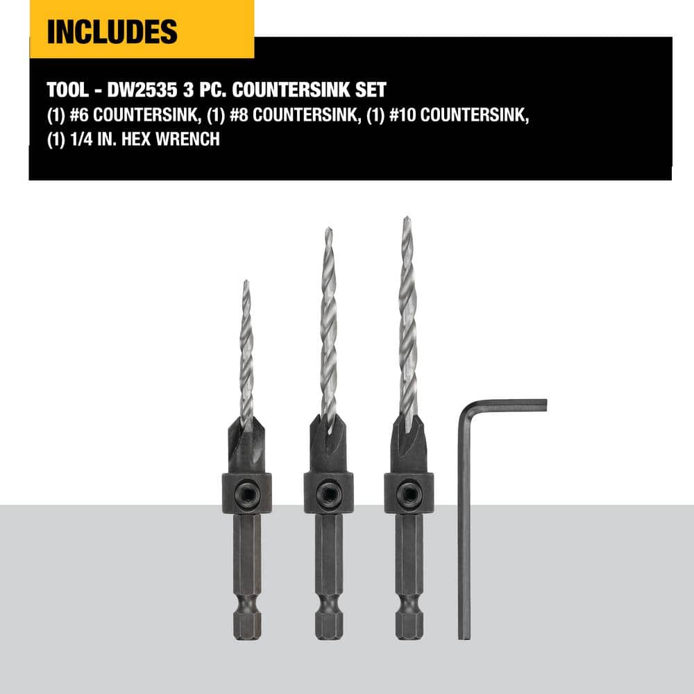 DEWALT Steel Countersink Drill Bit Set (3-Piece) – DW2535 - Image 3