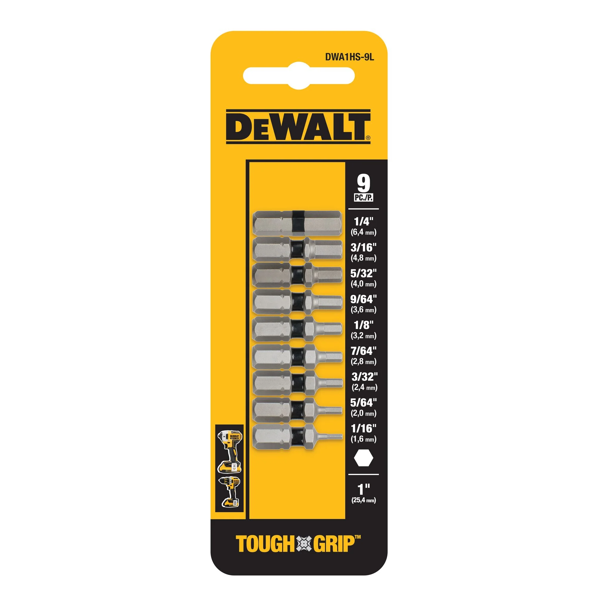 DEWALT Tough Grip 9-Piece Shank Screwdriver Bit Set