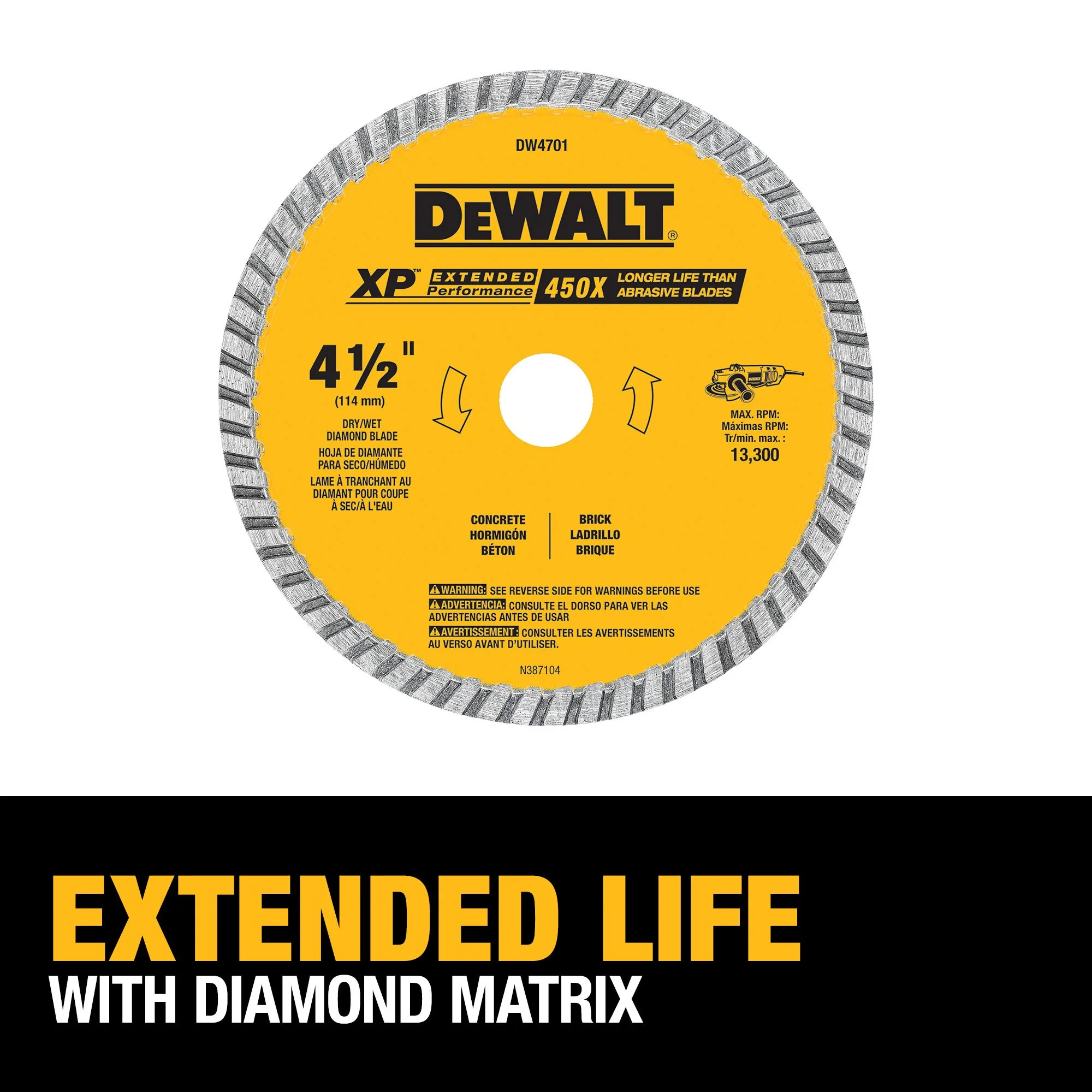 DEWALT XP Diamond 4-1/2-in Turbo Rim Diamond Blade, 7/8-in Arbor - Image 3