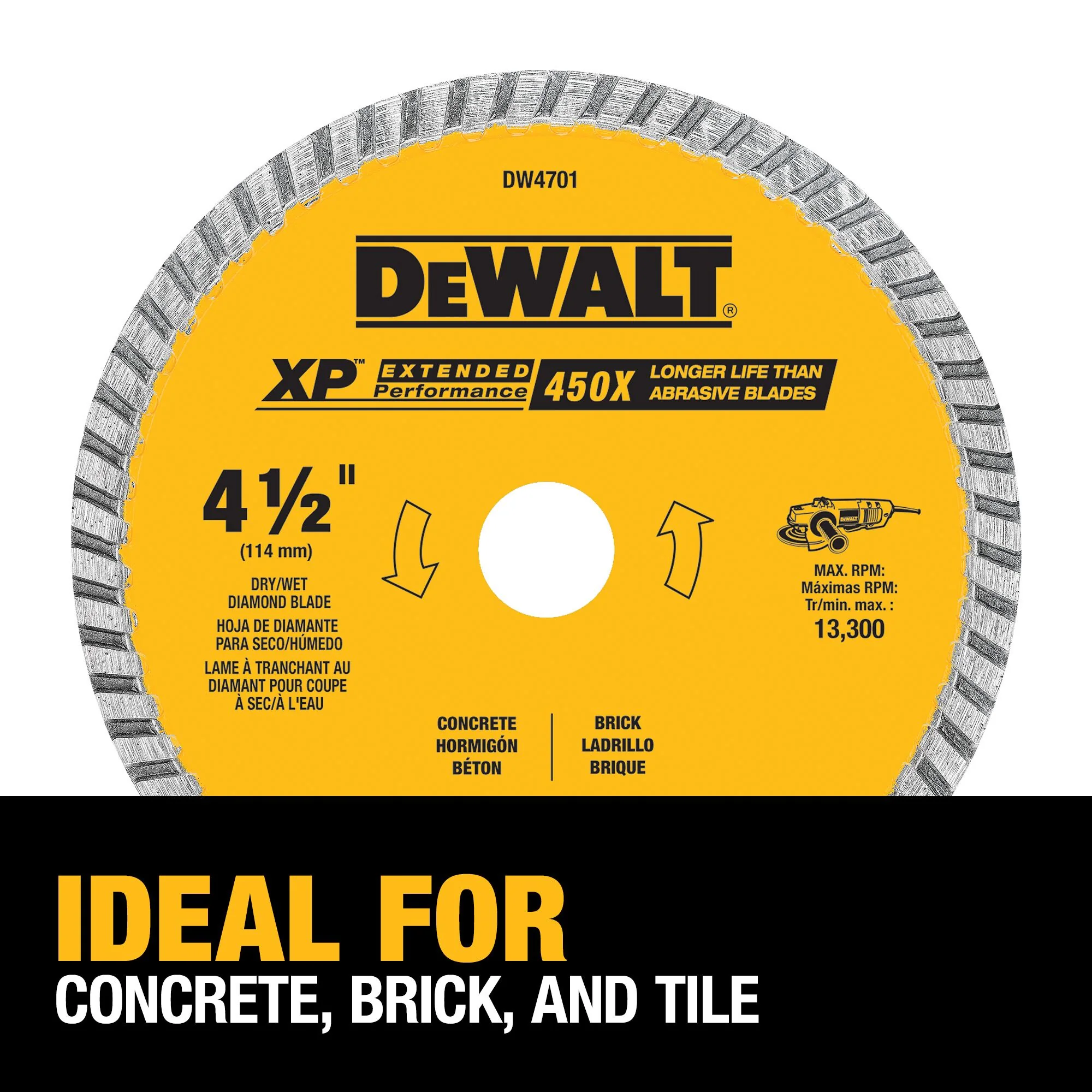 DEWALT XP Diamond 4-1/2-in Turbo Rim Diamond Blade, 7/8-in Arbor - Image 4