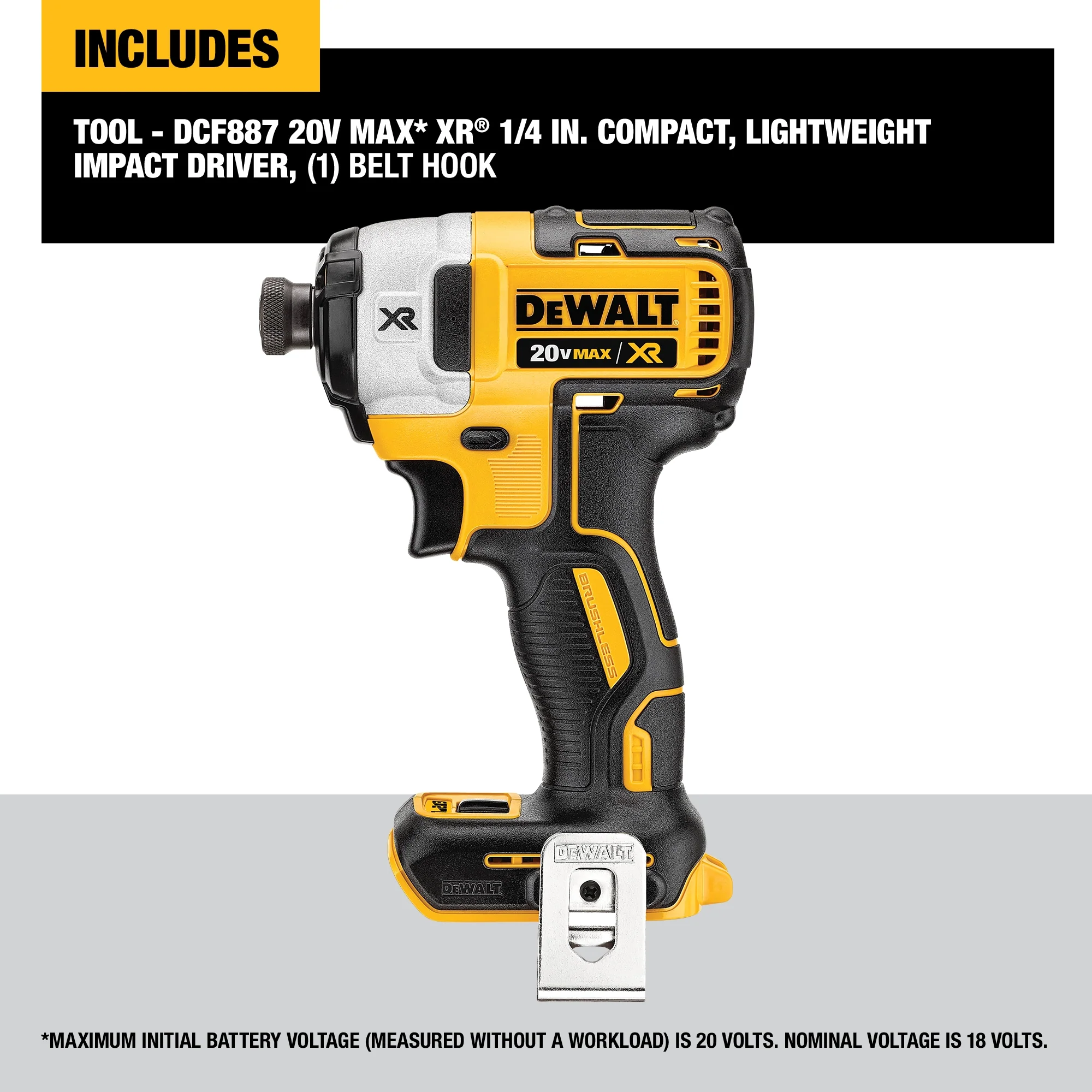 DEWALT XR 20-Volt MAX 1/4-in 3-Speed Brushless Cordless Impact Driver, Tool Only (DCF887B) - Image 2