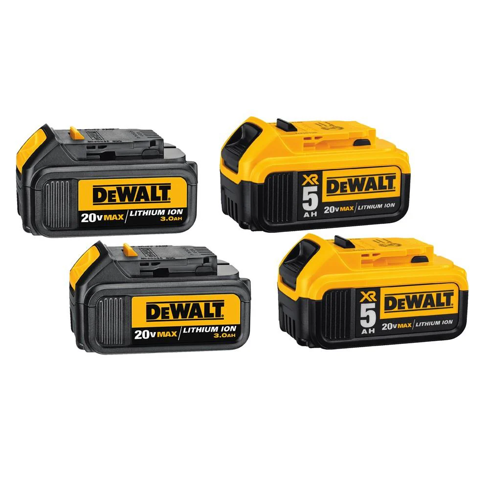 DEWALT XR 20-Volt MAX Lithium-Ion Battery 4-Pack (2x5Ah + 2x3Ah)