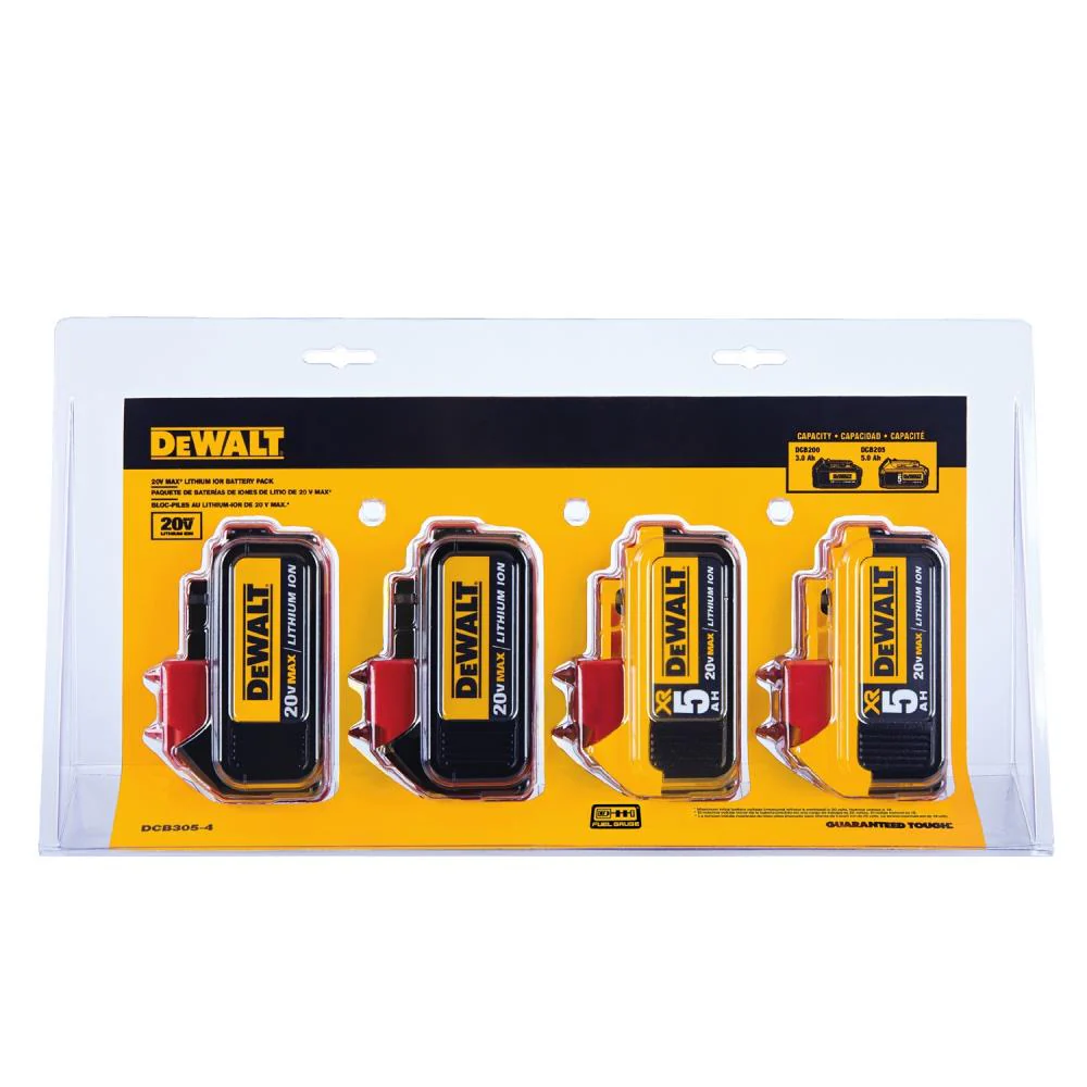 DEWALT XR 20-Volt MAX Lithium-Ion Battery 4-Pack (2x5Ah + 2x3Ah) - Image 2