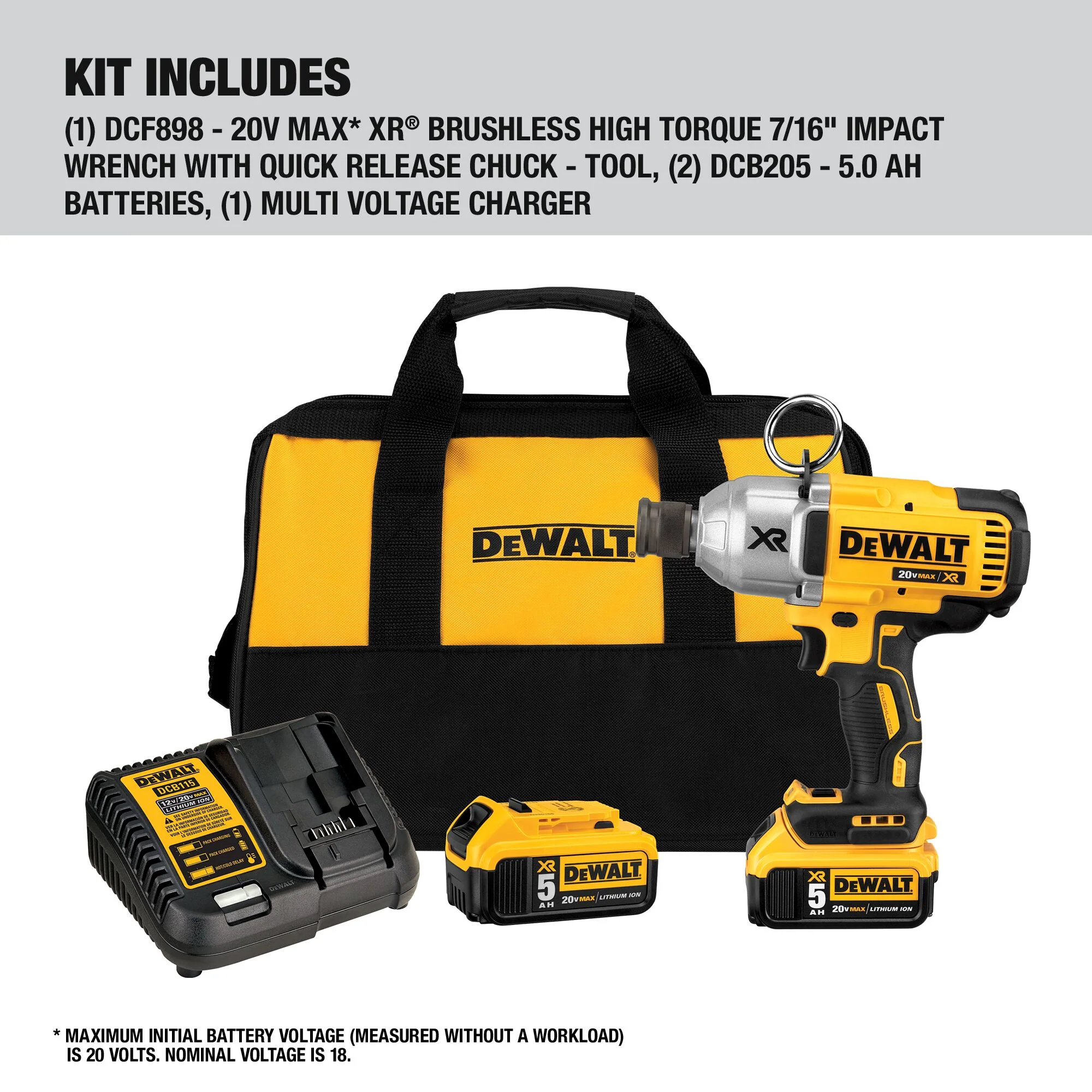DEWALT XR 20-Volt Max Variable Speed Brushless 7/16-in Drive Cordless Impact Wrench Kit (2 Batteries Included) - Image 3