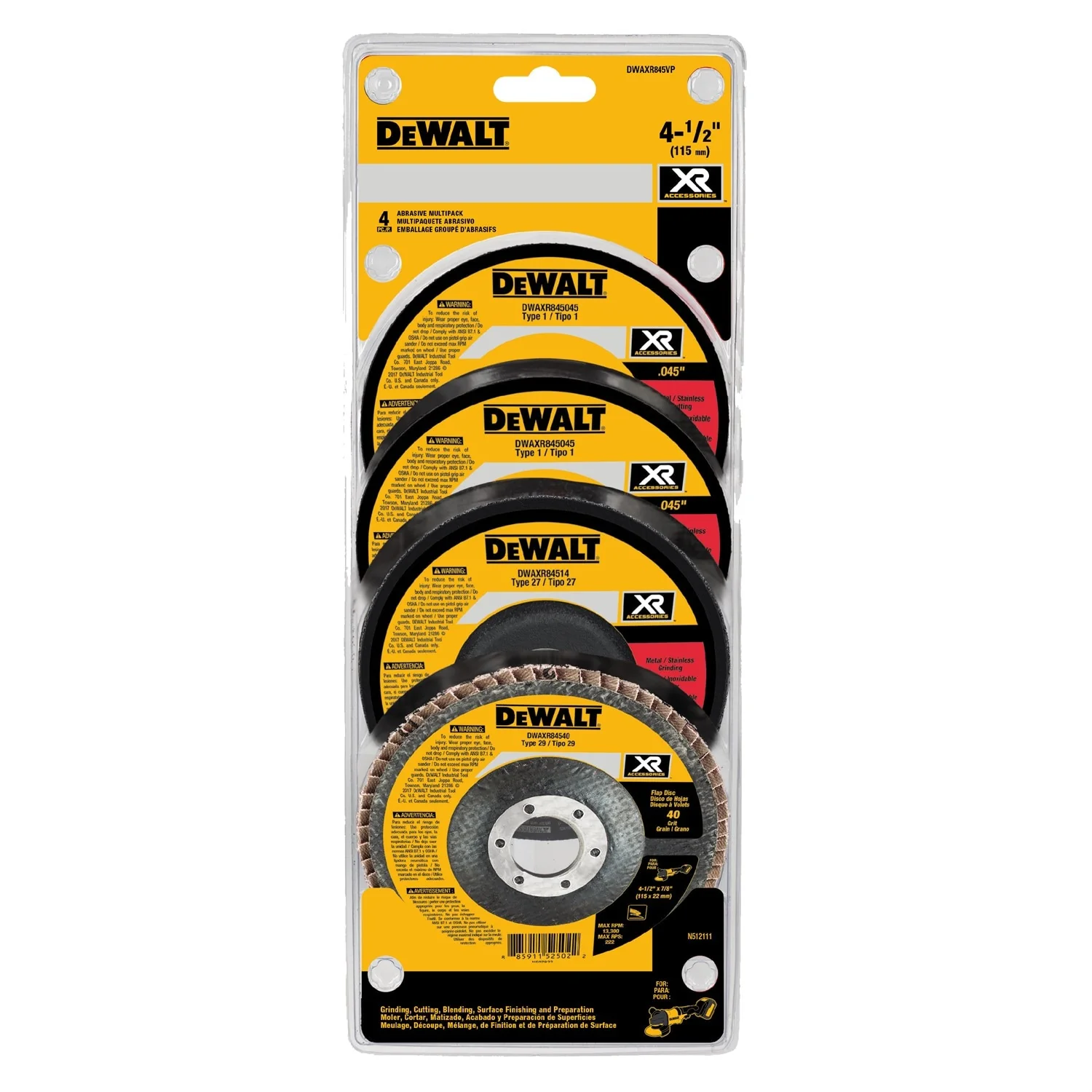 DEWALT XR 4-Pack Ceramic 4.5-in 40-Grit Grinding Wheel