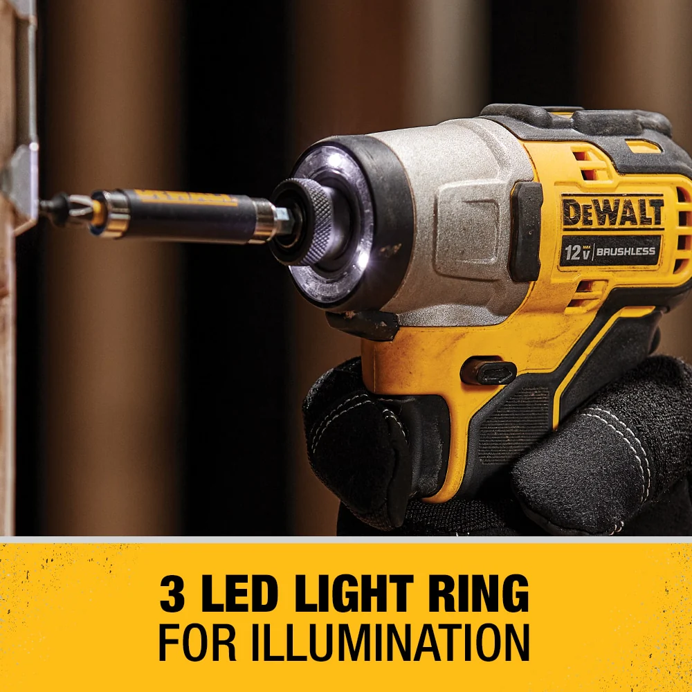 DEWALT XTREME 12-Volt MAX 1/4-in Variable Speed Brushless Cordless Impact Driver Kit, DCF801F2 (2 Batteries, Charger, Bag) - Image 8