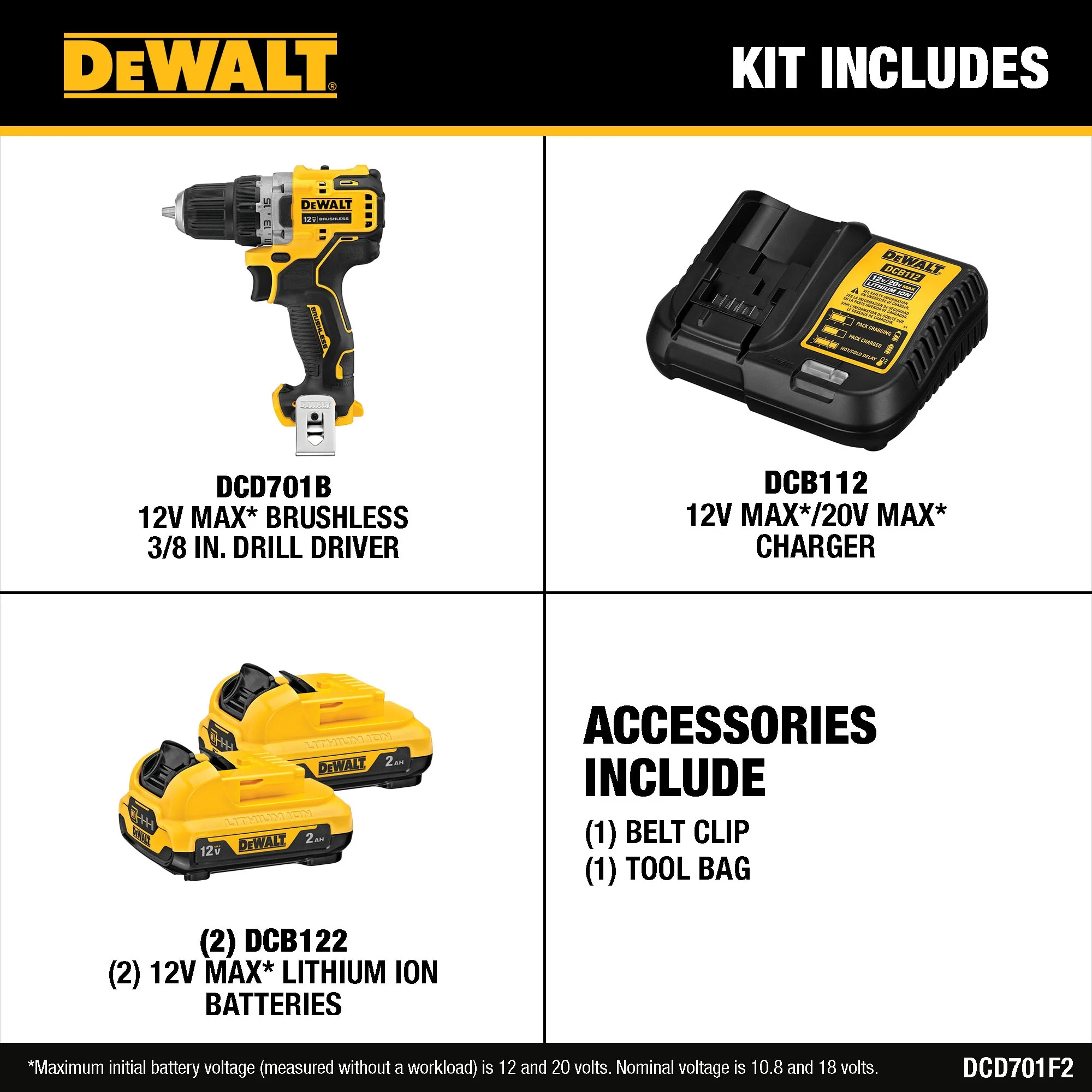 DEWALT XTREME 12-Volt MAX 3/8-in Brushless Cordless Drill/Driver Kit with Charger and 2 Batteries - Image 2