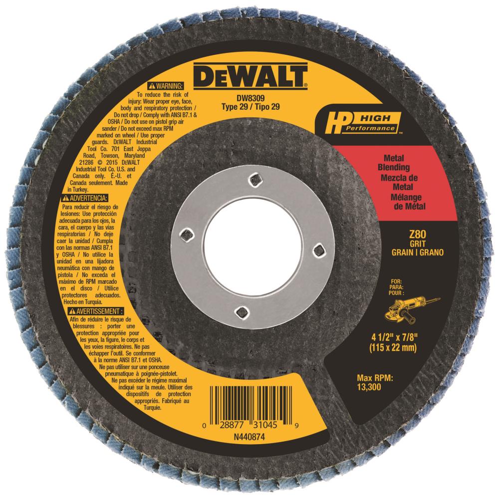 DEWALT Zirconia 4.5-in 80-Grit Type 29 Grinding Wheel, 7/8-in Arbor