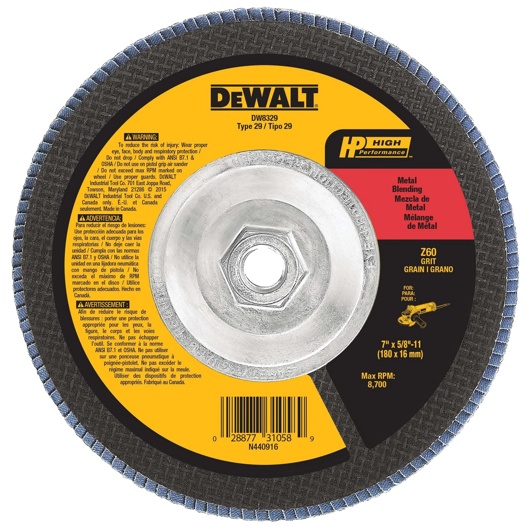 DEWALT Zirconia 7-in 60-Grit Grinding Wheel, Type 29, 5/8-in Arbor (DW8329)
