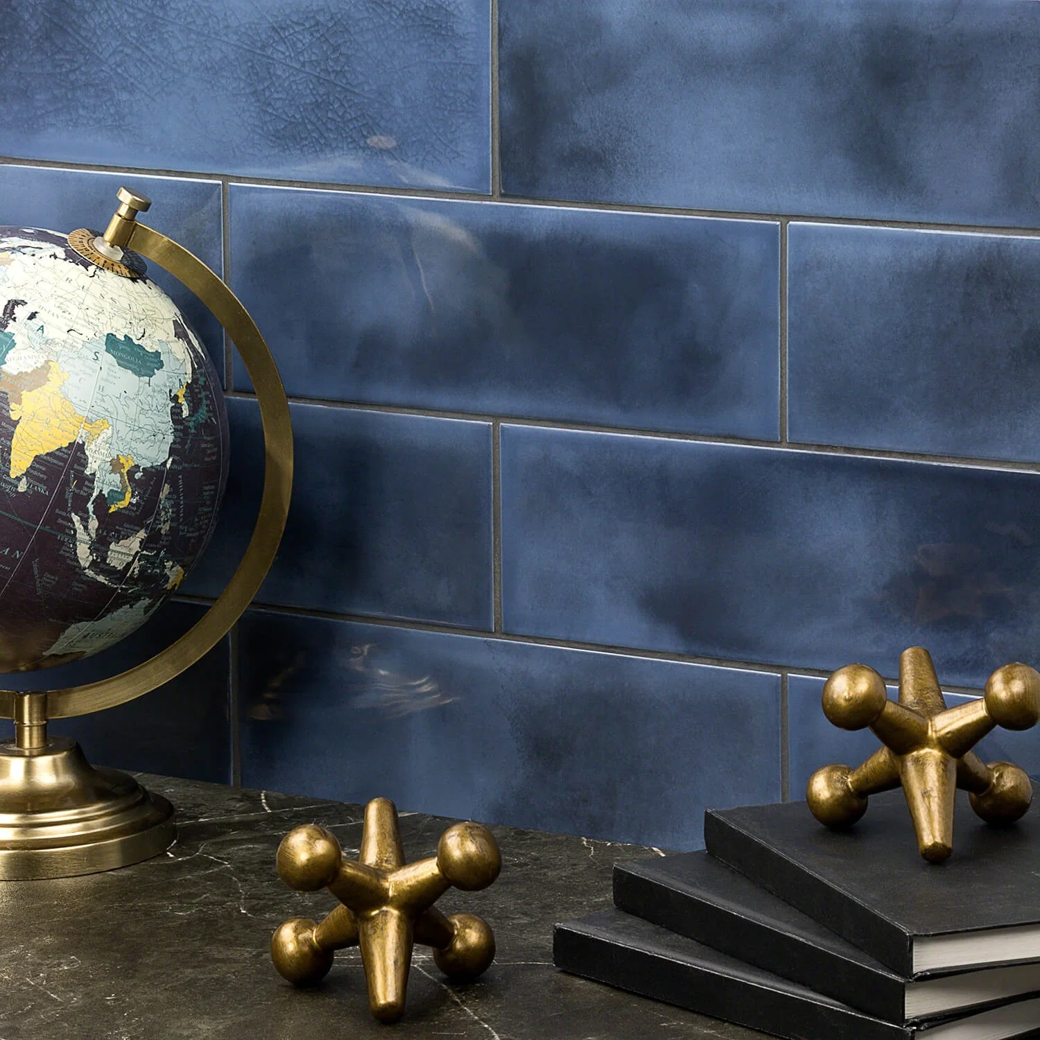 Diesel Camp Smoke Blue 4x12 Glossy Ceramic Subway Tile - Image 2