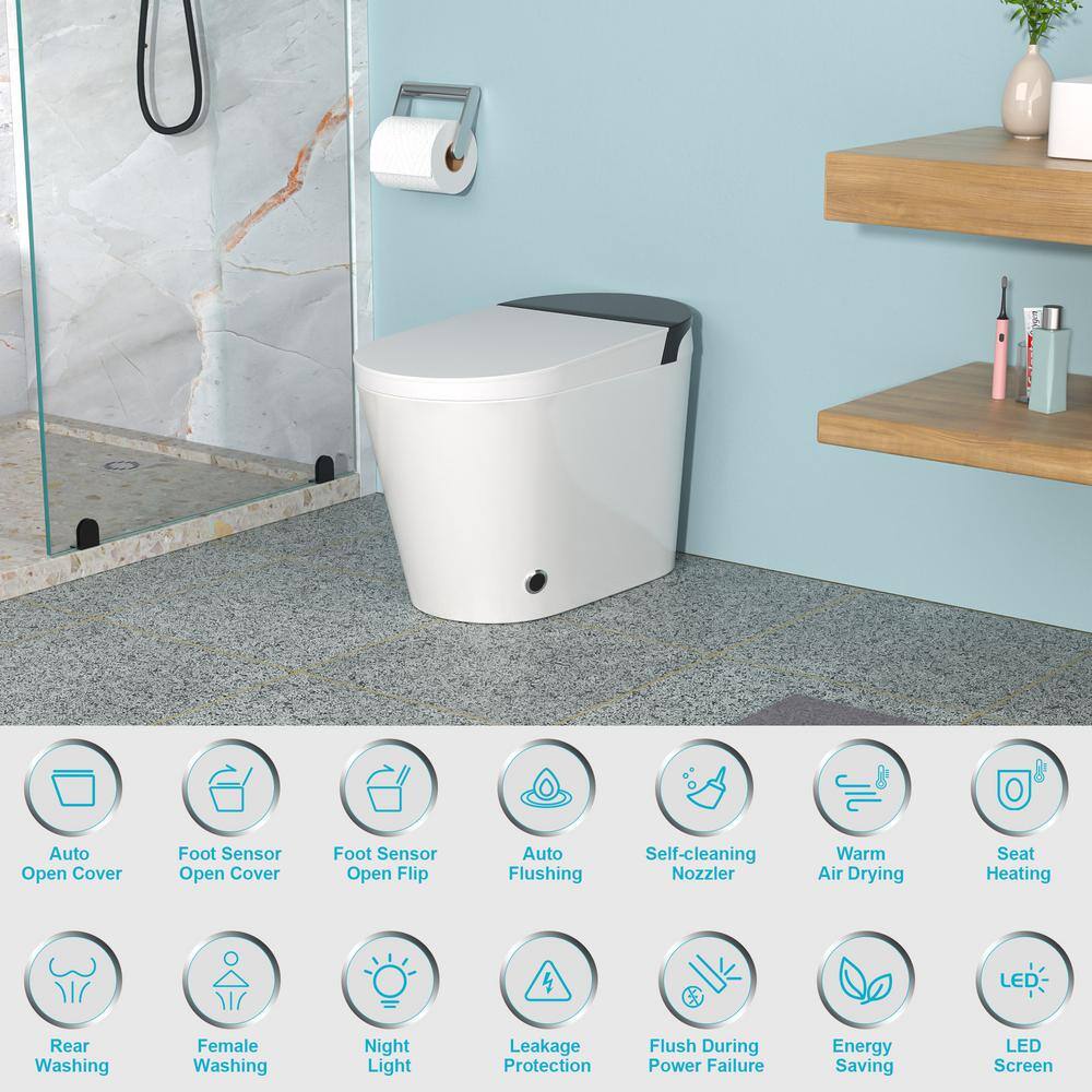 Dimakai Elongated Heated Seat Bidet Toilet with Foot Sensor Flush, 1.28 GPF, LED Display - Image 10