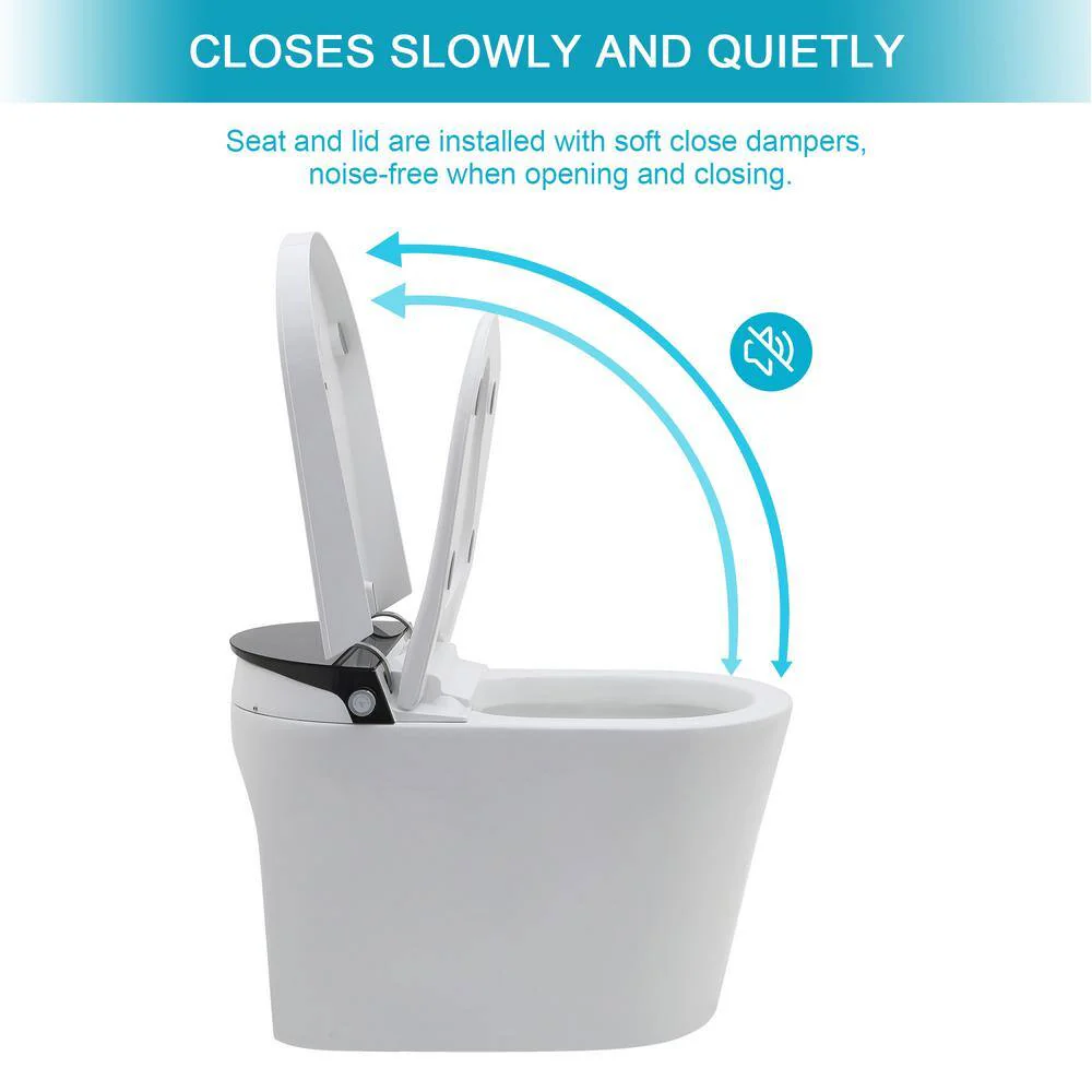 Dimakai Elongated Heated Seat Bidet Toilet with Foot Sensor Flush, 1.28 GPF, LED Display - Image 4