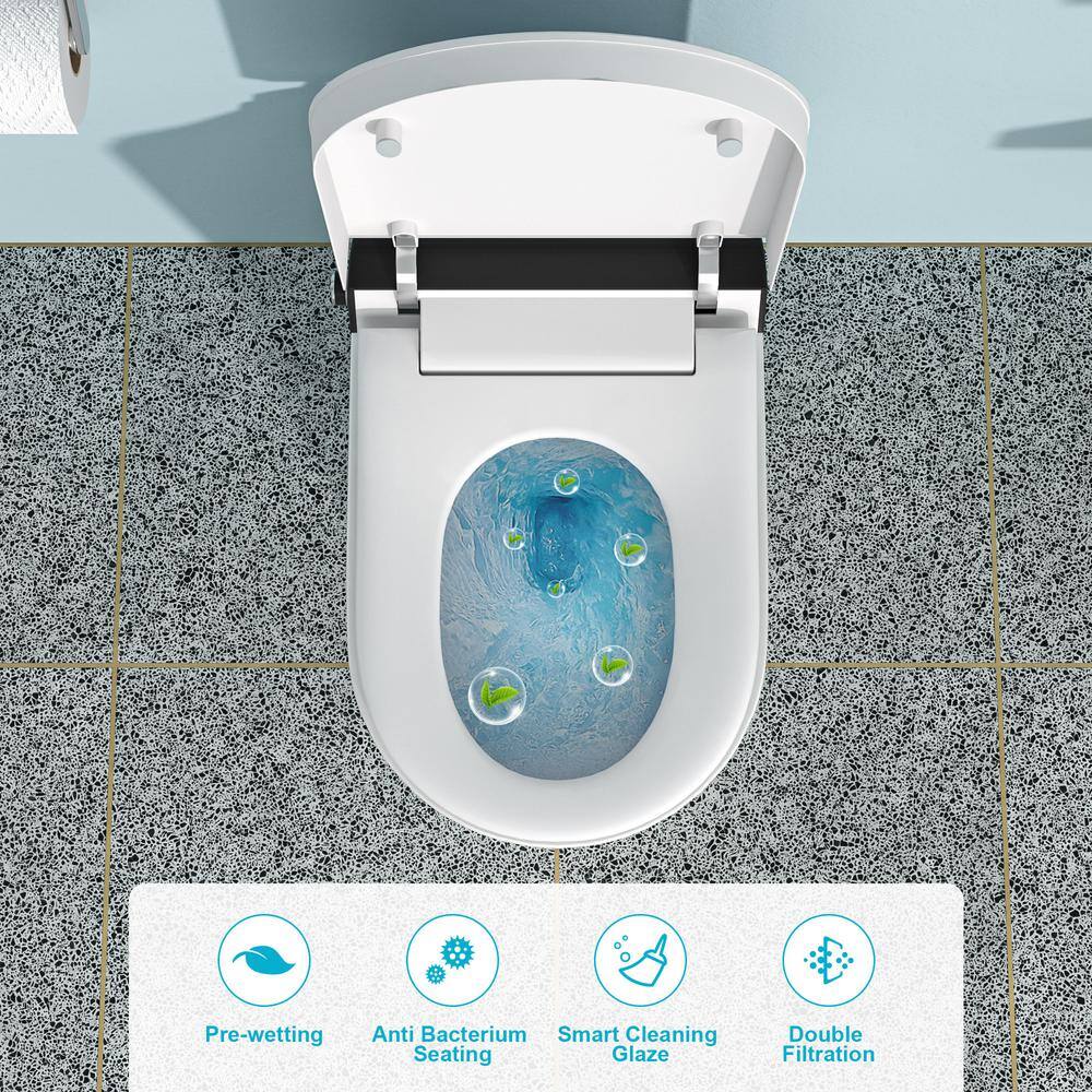 Dimakai Elongated Heated Seat Bidet Toilet with Foot Sensor Flush, 1.28 GPF, LED Display - Image 5