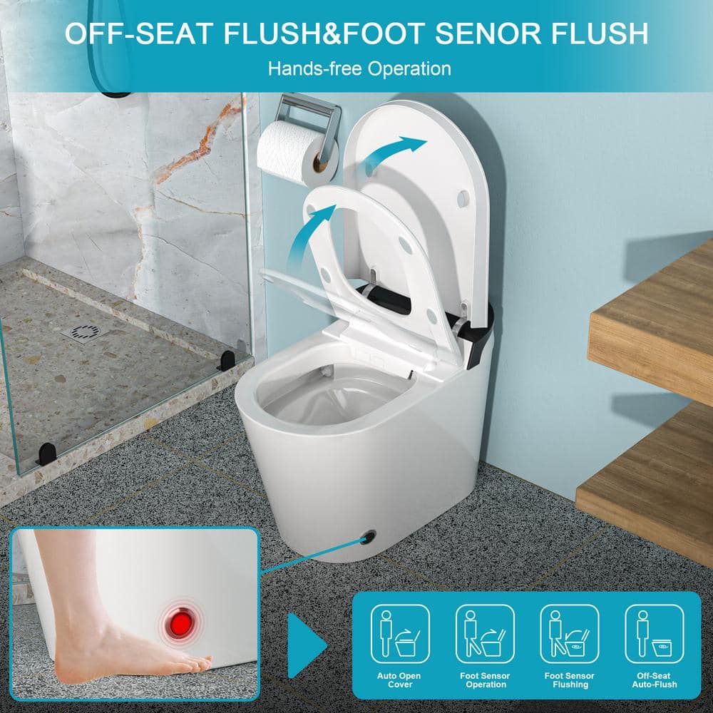Dimakai Elongated Heated Seat Bidet Toilet with Foot Sensor Flush, 1.28 GPF, LED Display - Image 9