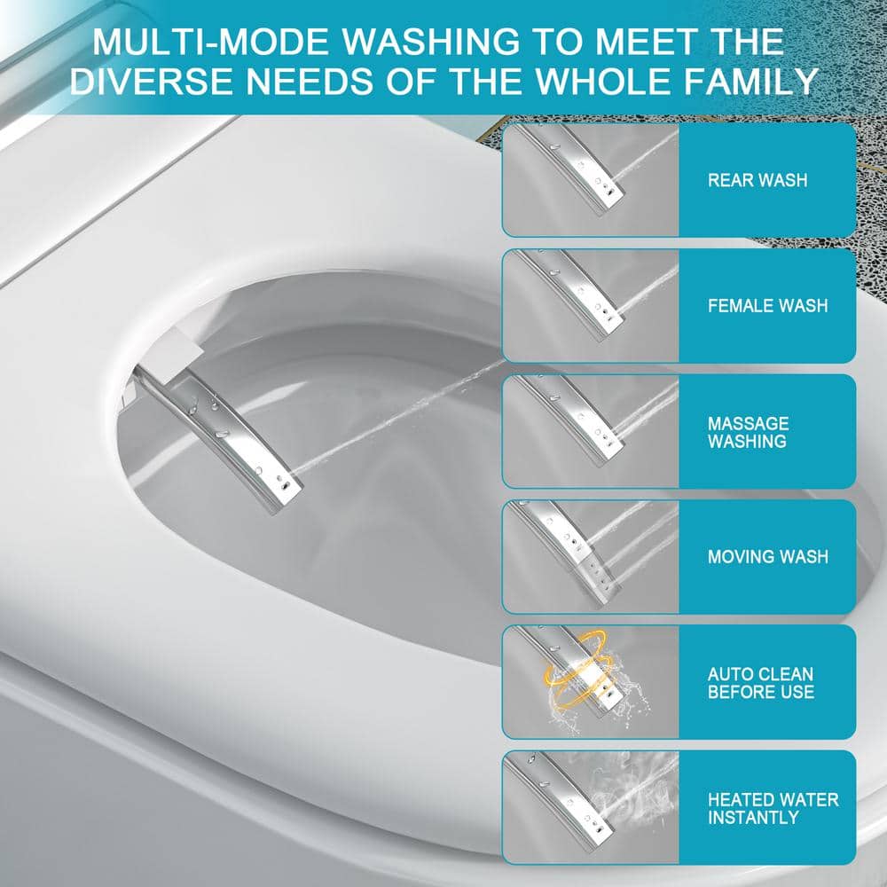 Dimakai Elongated Heated Seat Bidet Toilet with Foot Sensor Flush - Image 3