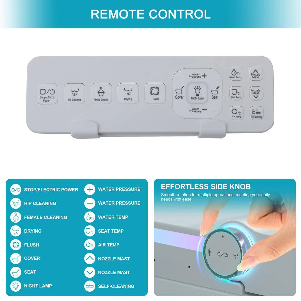 Dimakai Elongated Heated Seat Bidet Toilet with Foot Sensor Flush - Image 4
