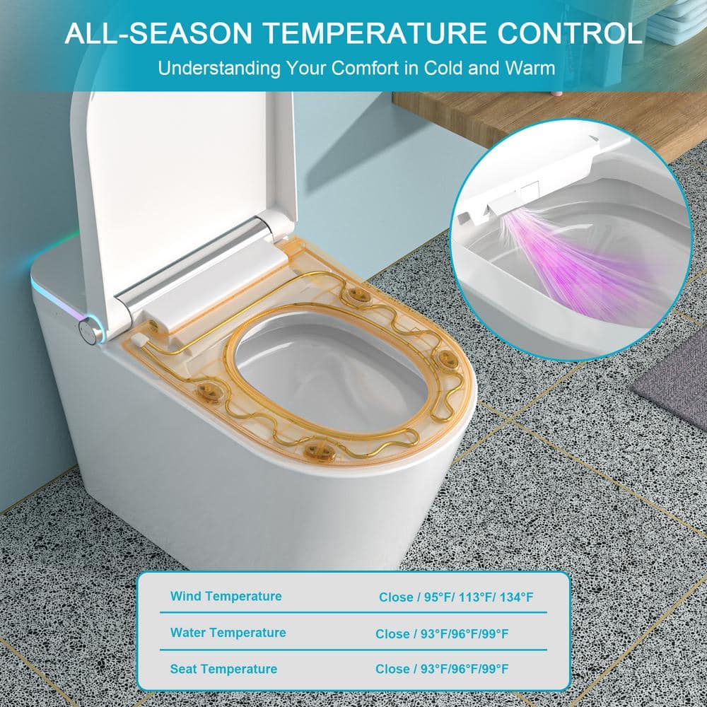 Dimakai Elongated Heated Seat Bidet Toilet with Foot Sensor Flush - Image 9