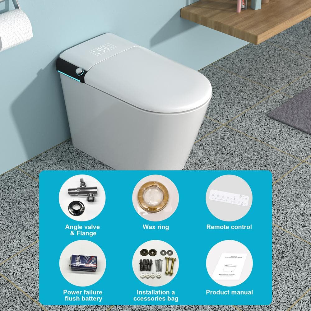 Dimakai Elongated Heated Seat Bidet Toilet with Foot Sensor Flush and LED Display - Image 4