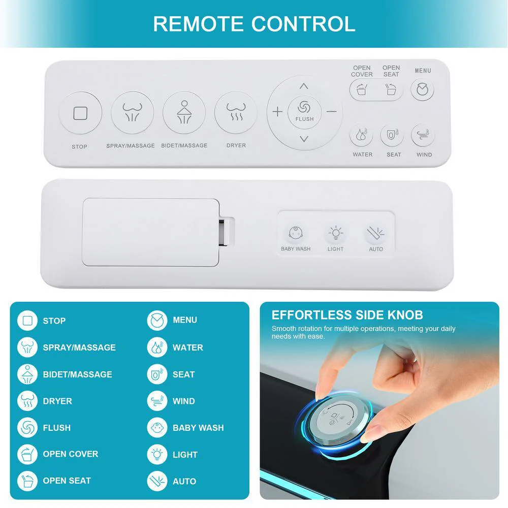 Dimakai Elongated Heated Seat Bidet Toilet with Foot Sensor Flush and LED Display - Image 5