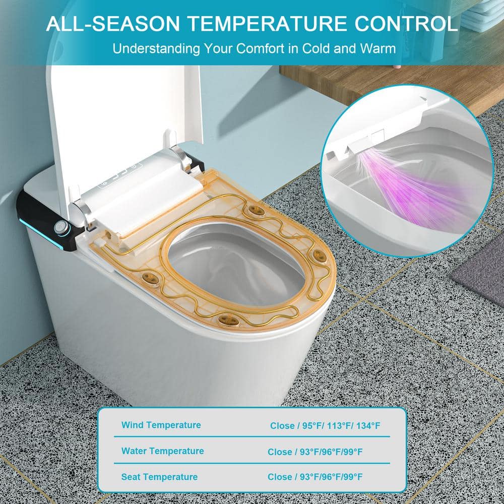Dimakai Elongated Heated Seat Bidet Toilet with Foot Sensor Flush and LED Display - Image 7