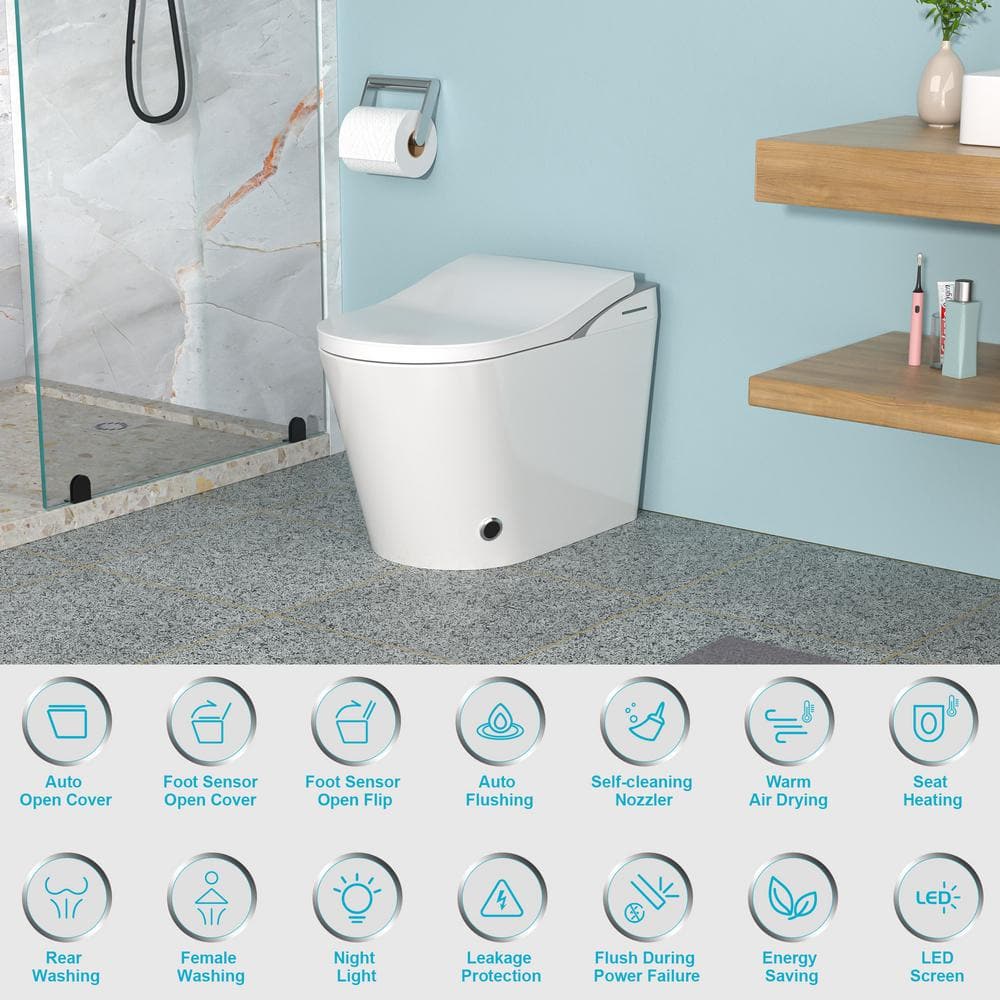 Dimakai Elongated Heated Seat Bidet Toilet with Foot Sensor Flush and LED Display - Image 4