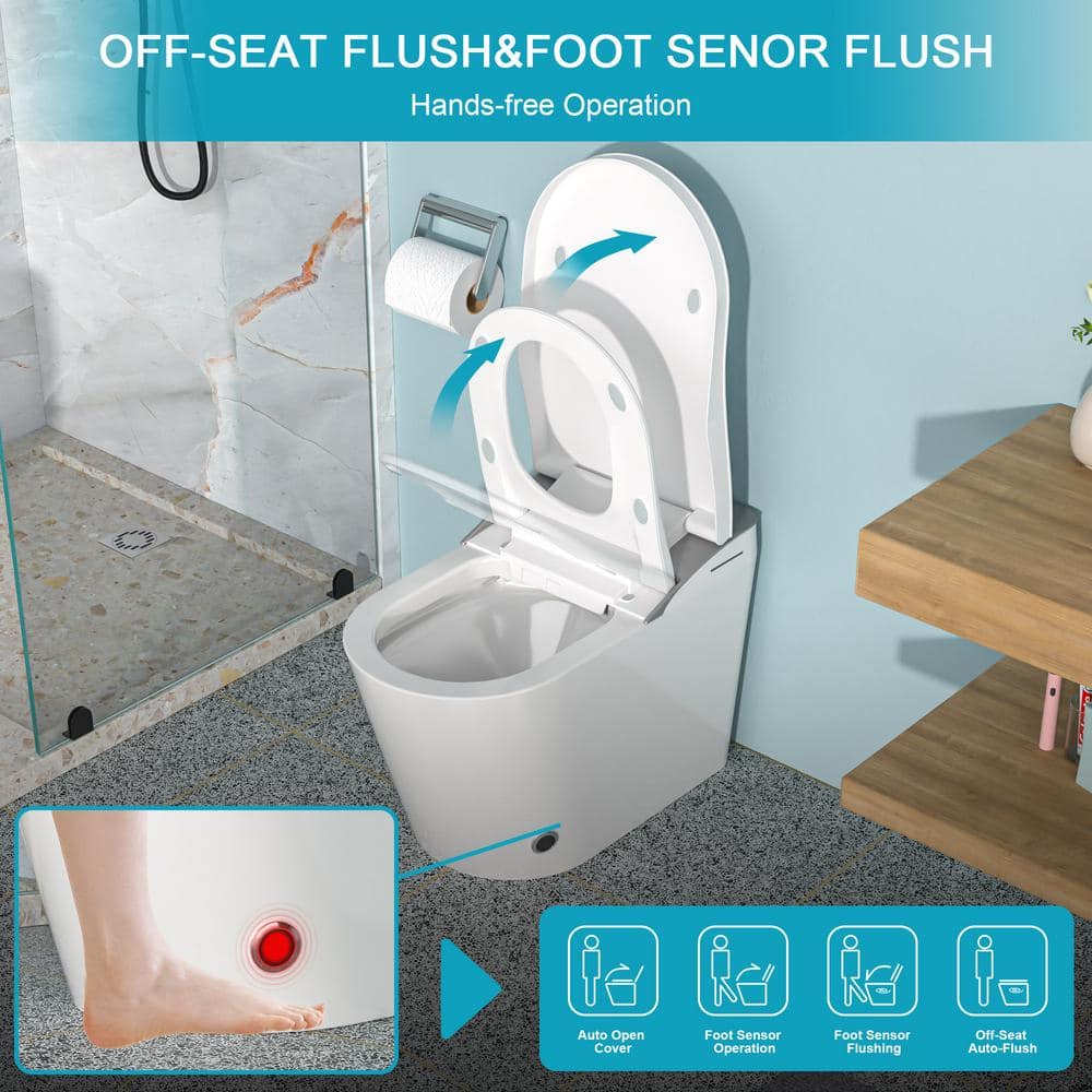 Dimakai Elongated Heated Seat Bidet Toilet with Foot Sensor Flush and LED Display - Image 5