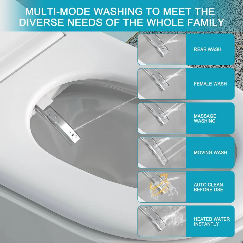 Dimakai Elongated Heated Seat Bidet Toilet with Foot Sensor Flush and LED Display - Image 7