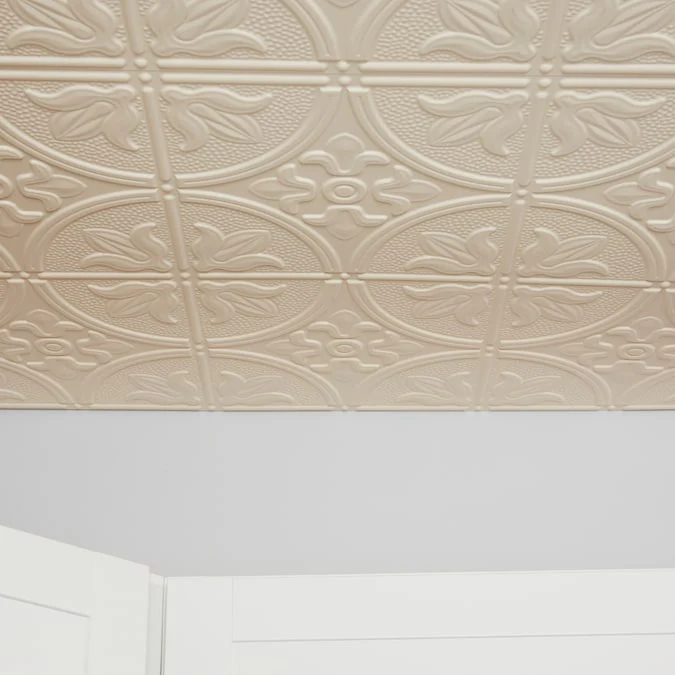 Dimensions 4-ft x 2-ft Creme Polystyrene Surface-mount Ceiling Plank (1-Pack, 8-sq ft / Case) - Image 9