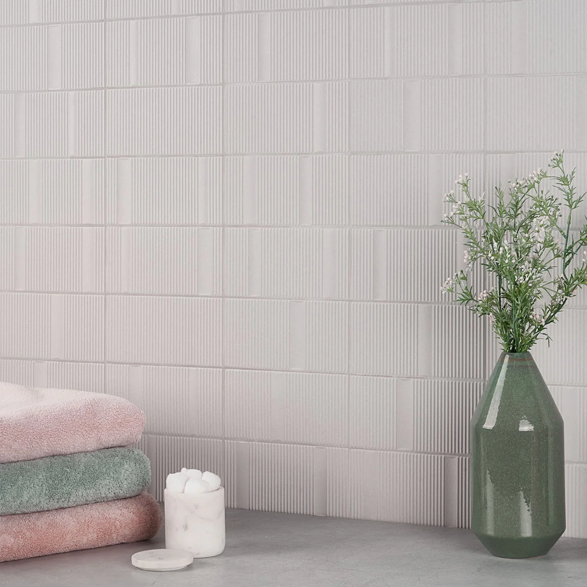 Division Silver 8x16 Fluted Matte Ceramic Wall Tile by Lux Tile