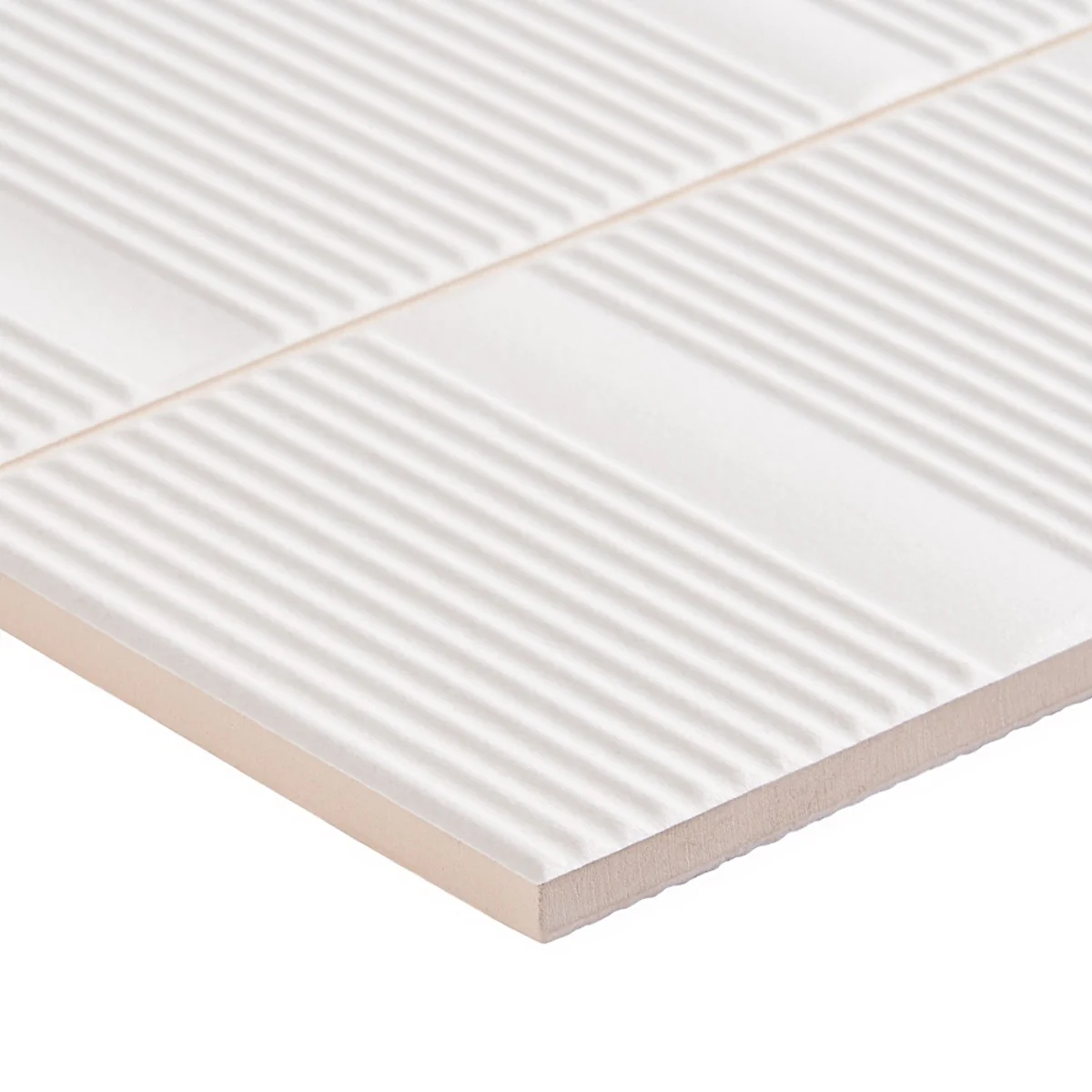 Division White 8x16 Fluted Matte Ceramic Wall Tile by Lux Tile - Image 5
