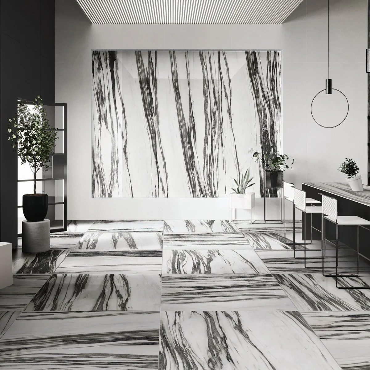 Drama Fall Black & White 24x48 Polished Porcelain Tile - Lux Tile - Image 4