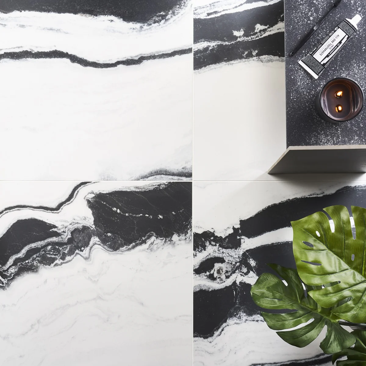 Drama Waves Black & White 24x24 Matte Porcelain Tile by Lux Tile - Image 6