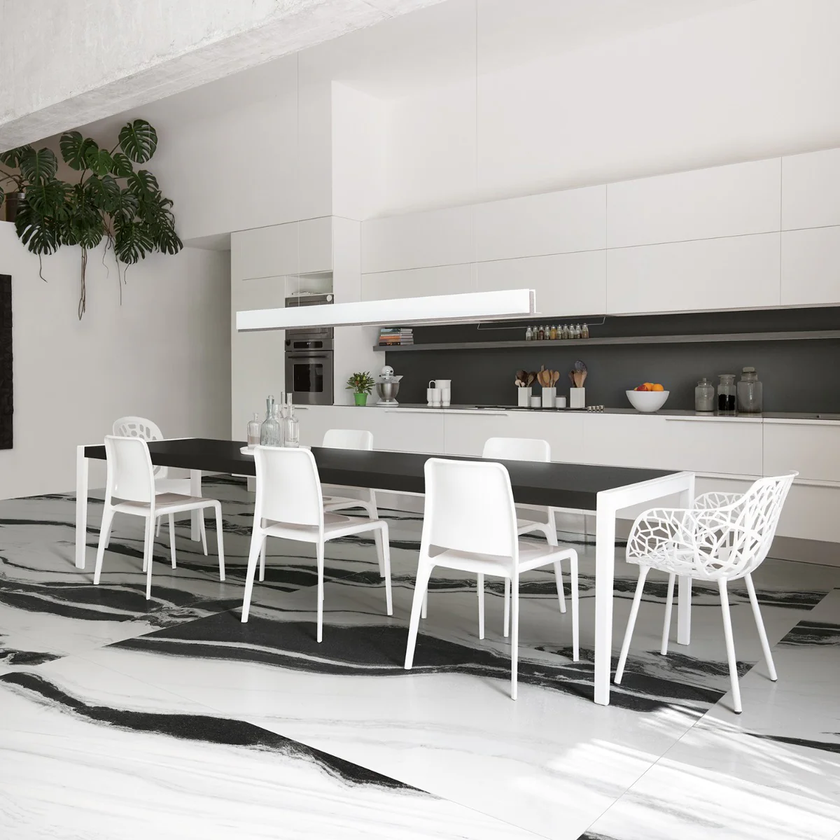 Drama Waves Black & White 24x24 Matte Porcelain Tile by Lux Tile - Image 7
