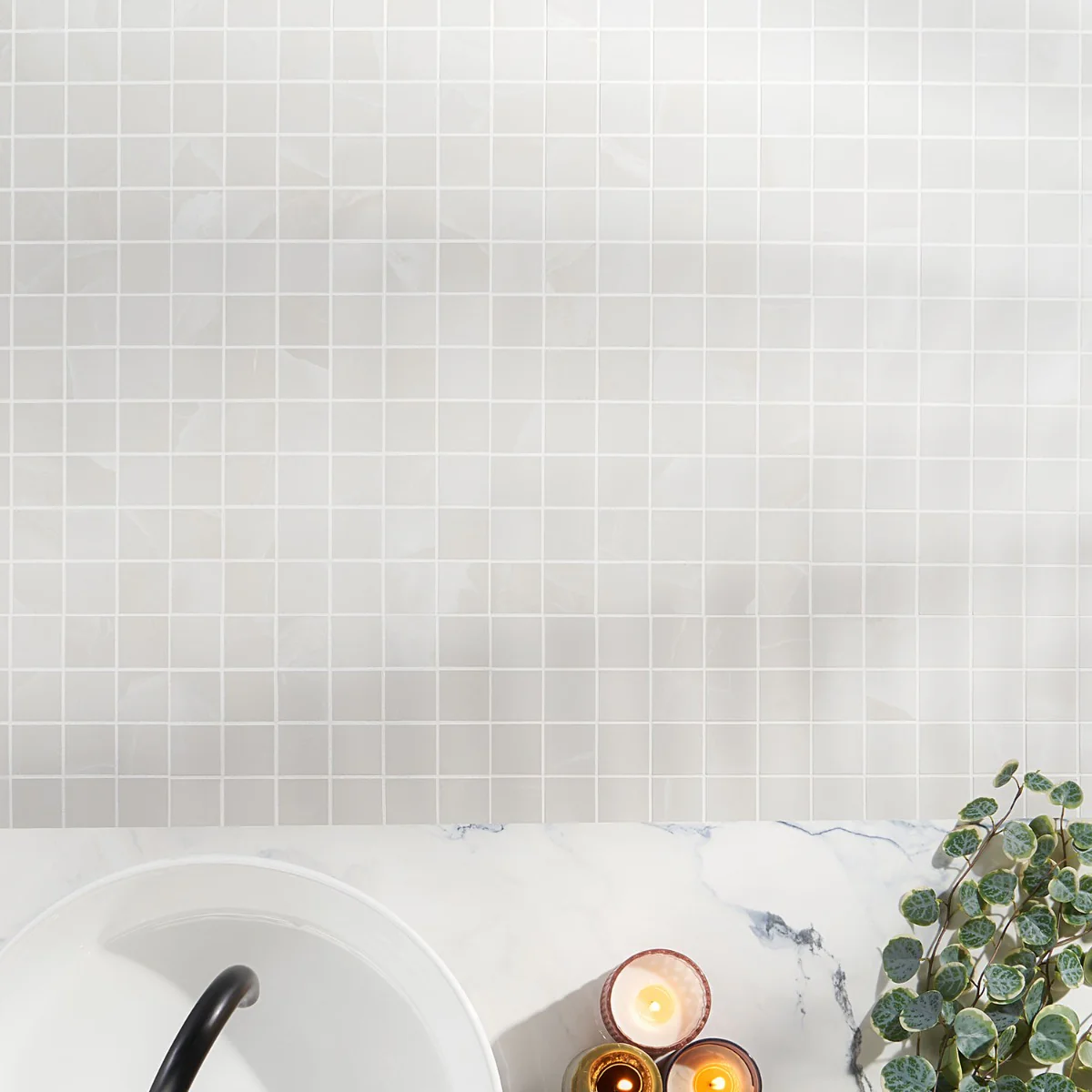 DreamStone Aztec Onyx Bianco 2x2 Matte Porcelain Mosaic Tile - Image 7