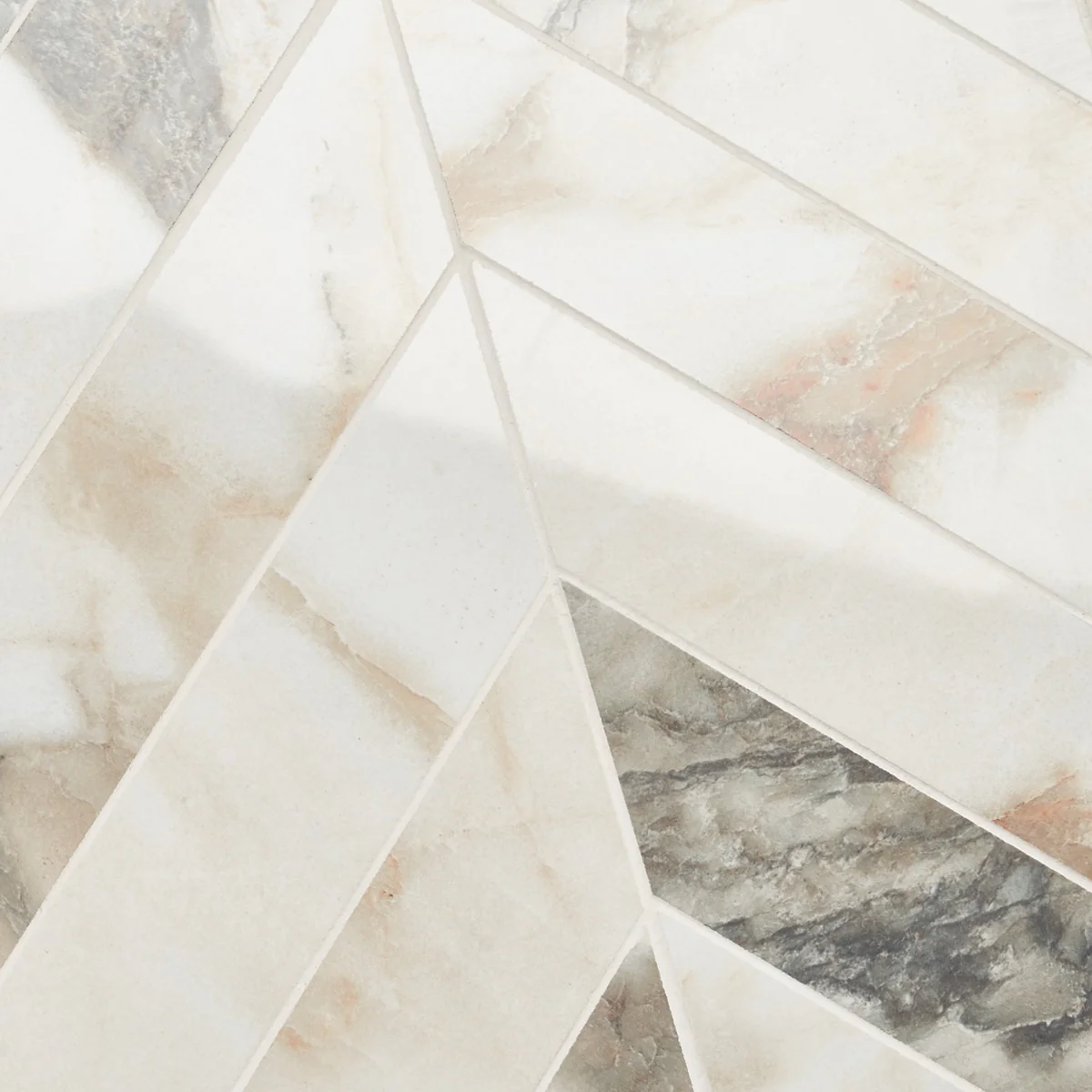 Dreamstone Calacatta Rustico Chevron Polished Porcelain Mosaic Tile - Image 6